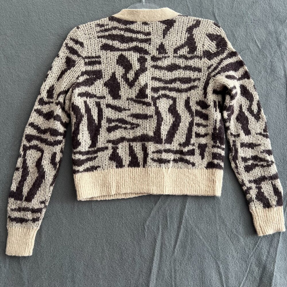 Madewell V-Neck Cardigan in Abstract Animal sz S Alpaca Blend - Picture 3 of 8